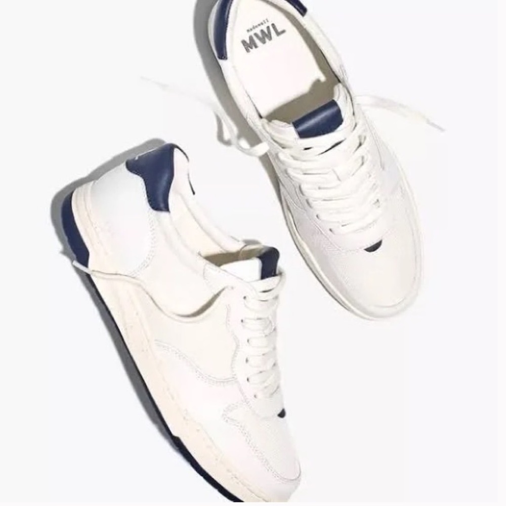 MWL Madewell Women's White and Navy Sneakers Size 10.5